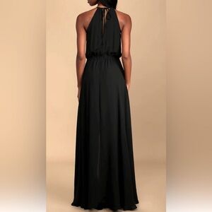 Lulus sleeves drawstring waist Black Maxi dress size Good condition